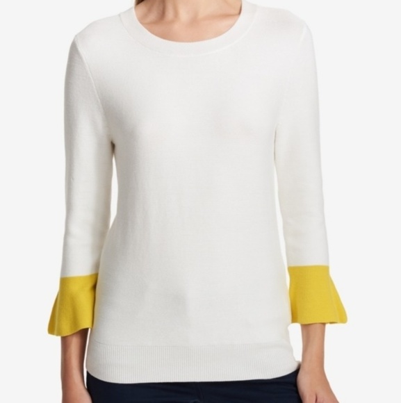 DKNY Colorblocked Ruffle-Sleeve Sweater Size L - Picture 1 of 3